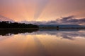 Reflection of sun rays at sunrise in Sabah,Malaysia,Borneo