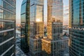 Reflection of the sun in the skyscrapers of Moscow City Royalty Free Stock Photo