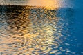 Reflection of the sun in the water. Solar waves. Calm photo of sunset and dawn on the lake, sea, river. Blue and orange waves. Royalty Free Stock Photo