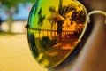 Reflection in sunglasses on the girl, beach. Royalty Free Stock Photo