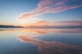 Reflection sunrise or sunset view with orange cloud and blue sky Royalty Free Stock Photo