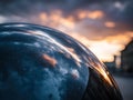 Reflection of sunset clouds on a shiny metallic surface during twilight Royalty Free Stock Photo