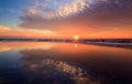 Reflection of sunset colors at a beach Royalty Free Stock Photo