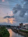 Reflection of Sunset colours on river