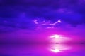 reflection of sunset on horizontal sea colorful cloud sky Royalty Free Stock Photo
