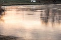 Reflection of sunset in ice in winter, abstraction Royalty Free Stock Photo