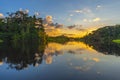 Amazon Rainforest Sunset Reflection, Ecuador