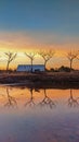 The reflection of the sunset on a very beautiful afternoon