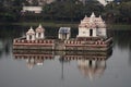 Reflection of a temple in Bindu Sagara lake in Bhubaneswar, Odisha, India