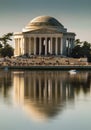 reflection of Thomas jefferson memorial in the Tidal basin Royalty Free Stock Photo