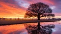 reflection tree sunrise Royalty Free Stock Photo