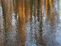 Reflection of trees growing on the bank on the surface of a small river, close-up Royalty Free Stock Photo