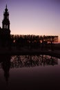 Reflection of Trees and Hofkirche in Dresden Royalty Free Stock Photo