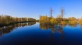 Reflection of trees in the river at dawn Royalty Free Stock Photo