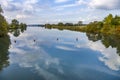 Reflection of trees in river tauber Royalty Free Stock Photo