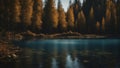 reflection of trees in water nature lake background with hours, environment and water surface a photo a dark forest Royalty Free Stock Photo