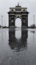 Reflection of triumphal arch