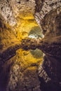 Reflection in underground lake at Cuerva de los Verdes