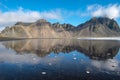 Reflection of Vestrahorn mountain in Stokksnes, Iceland