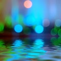 Reflection in water Bokeh background light blue