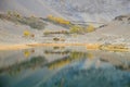 Reflection in water of Karakoram mountain range at Borith lake, Pakistan Royalty Free Stock Photo