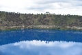 The reflection from water lake with bushland at Blue Lake is a large, monomictic, crater lake located in a dormant volcanic Royalty Free Stock Photo