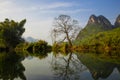 The reflection in the water, the Li river Yangshuo China Royalty Free Stock Photo