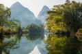 The reflection in the water, the Li river Yangshuo China Royalty Free Stock Photo