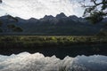 Mirror lake reflection in Milford sound Royalty Free Stock Photo