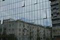 Reflection on windows of modern building, Warsaw, Poland Royalty Free Stock Photo