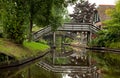 Reflection of Wooden Bridges on Canals of Giethoorn Royalty Free Stock Photo