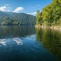 Reflection on the Yenisei River, autumn view.Siberia, Krasnoyarsk Krai