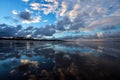 Reflections on the Beach close to Dusk Royalty Free Stock Photo