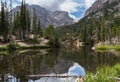 Reflections of Beautiful Alpine Mountains on a Mid Summers Day at Rocky Moutain National Park, Colorado. Royalty Free Stock Photo