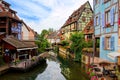 Reflections in the beautiful canals of Colmar, Alsace, France Royalty Free Stock Photo