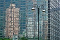 Reflections of buildings on a glass building