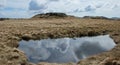 Reflections of clouds in a mountain pool tarn