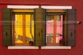 Colorful reflections in a window on Burano Royalty Free Stock Photo