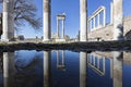 Roman columns and their reflections in Pergamum, Turkey
