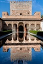 Reflections of Comares Tower in Patio de los Arrayanes, Granada Royalty Free Stock Photo