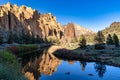 Reflections in the Crooked River in Smith Rock State Park Royalty Free Stock Photo