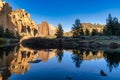 Reflections in the Crooked River in Smith Rock State Park Royalty Free Stock Photo