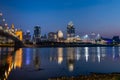 Reflections of Downtown Cincinnati in the Ohio River Royalty Free Stock Photo