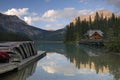 Reflections in Emerald Lake in Canadian Rockies Royalty Free Stock Photo