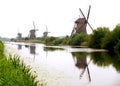 Reflections of the Historic Windmills at Kinderdijk Mill Complex Royalty Free Stock Photo