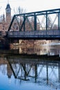 Interurlachen Bike Path Bridge and Fire Department Cedarburg, Wisconsin Royalty Free Stock Photo