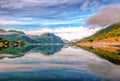 Reflections on lake Jolstravatnet, Sunnfjord Municipality, Vestland county, Norway. Royalty Free Stock Photo