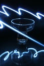 Reflections of light explode in the champagne glass Royalty Free Stock Photo