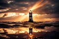 reflections of a lighthouse beam the beam from a distant lightho Royalty Free Stock Photo