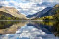 Reflections at Llyn Padarn with Dolbadarn Castle at Llanberis in Snowdonia National Park in background - Wales